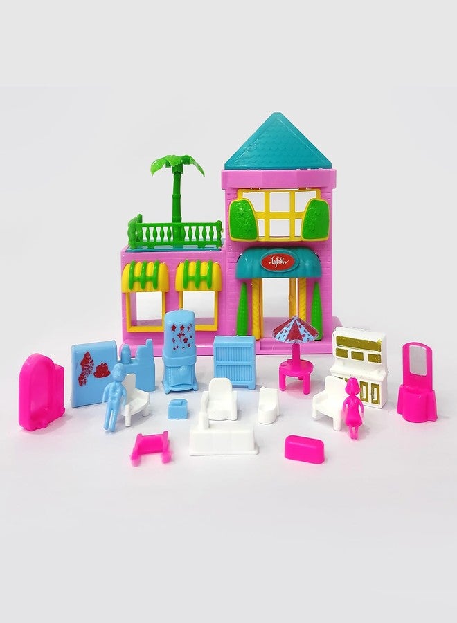 NHR Loving Family Doll House Play Set for Kids | 2-Storey Pretend Play Toy with Furniture, Mini Dolls & Accessories | Educational Role Play Dollhouse for Girls Age 3+ - Image 1